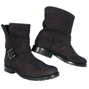 FRYE Natalie $348 Sort Suede Lug Sole Engineer Boots Booties Women's 9